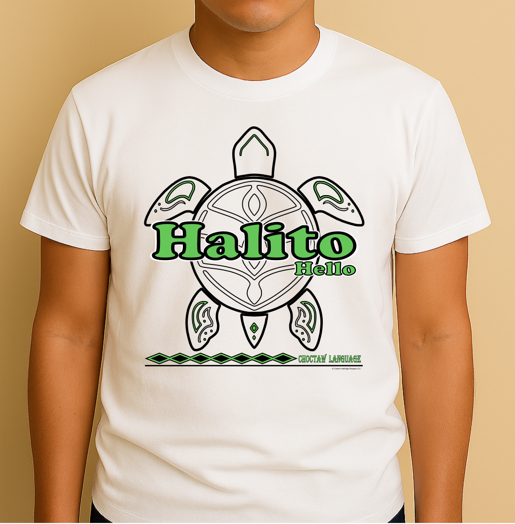 Halito Front on White shirt Owotta - Graphic T