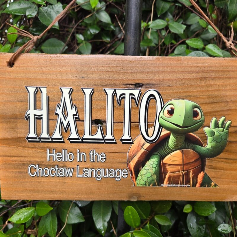 Halito Waving Turtle - Reclaimed wood sign