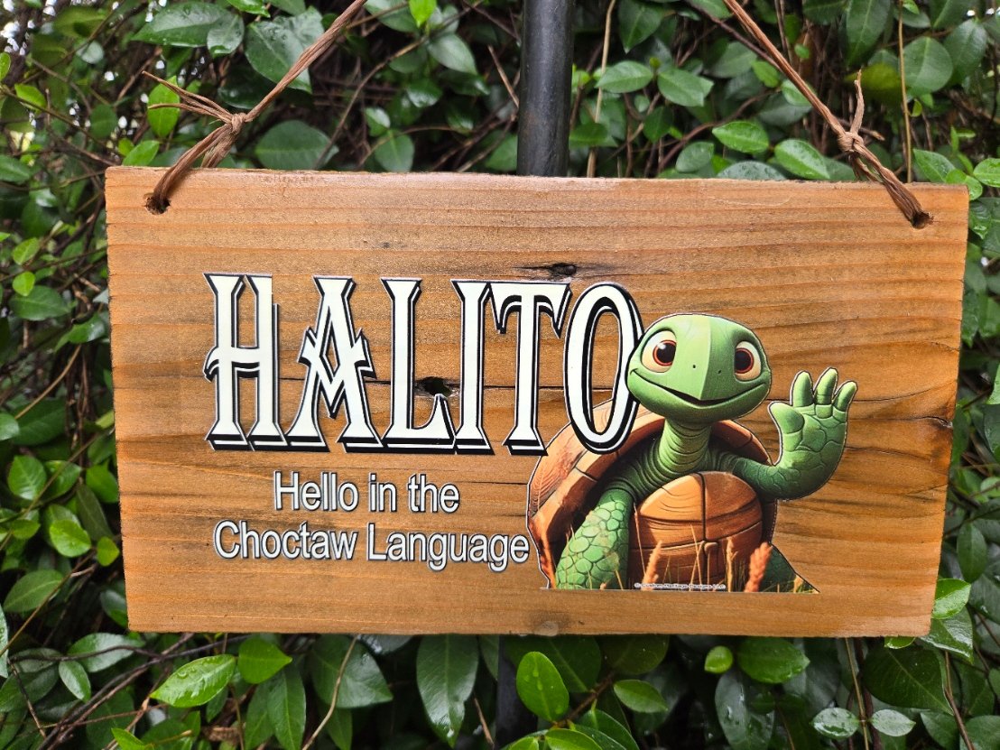 Halito Waving Turtle - Reclaimed wood sign