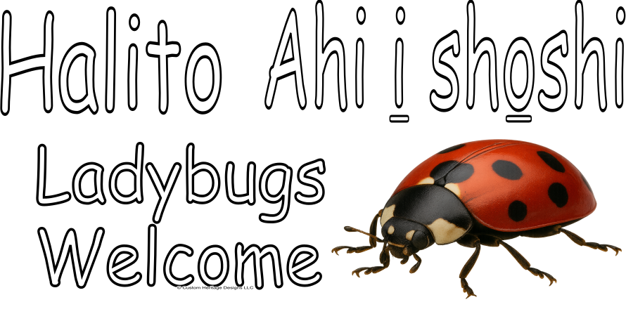 Ladybug landscape Halito Ahi i shoshi - Reclaimed wood sign