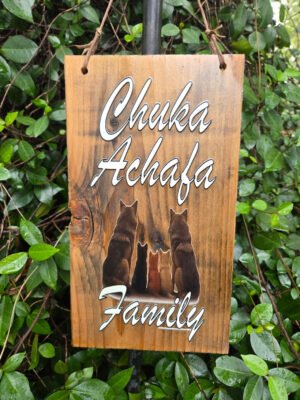 Chuka Achafa vertical - Reclaimed wood sign