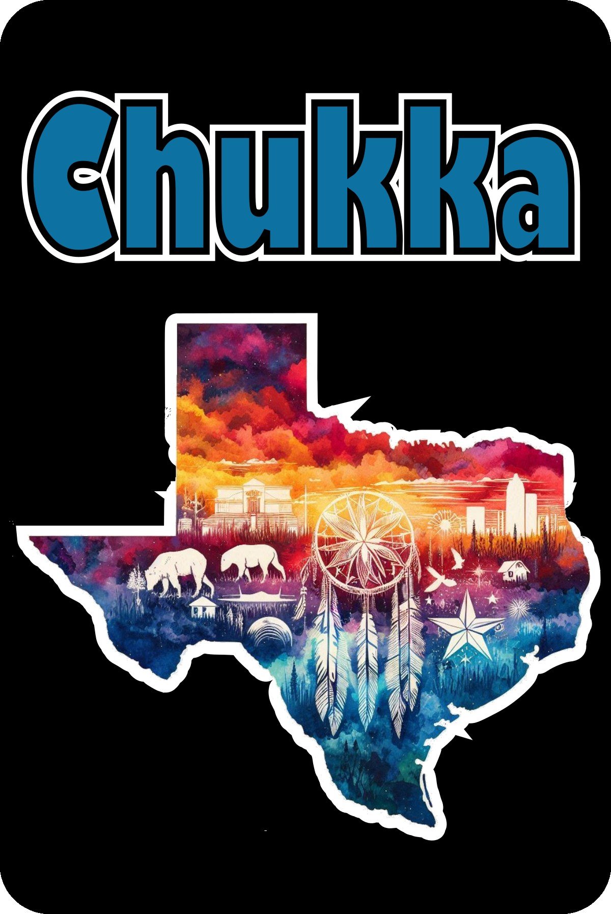 Chukka Texas State Outline - Key Chain