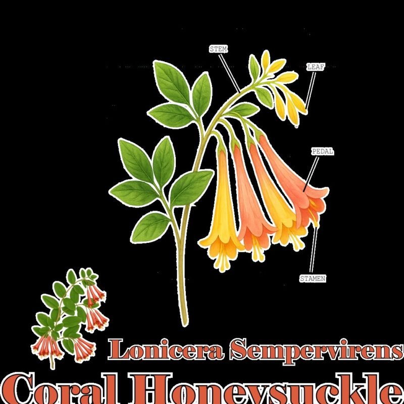 Coral Honeysuckle Lonicera sempervirens - Graphic T