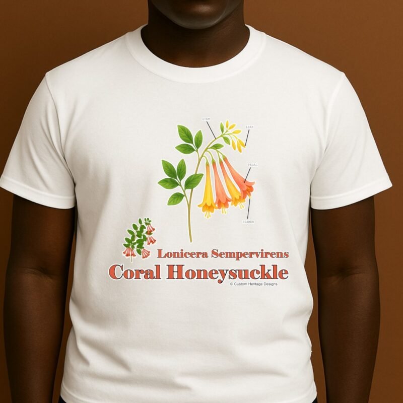 Coral Honeysuckle White Lonicera sempervirens - Graphic T
