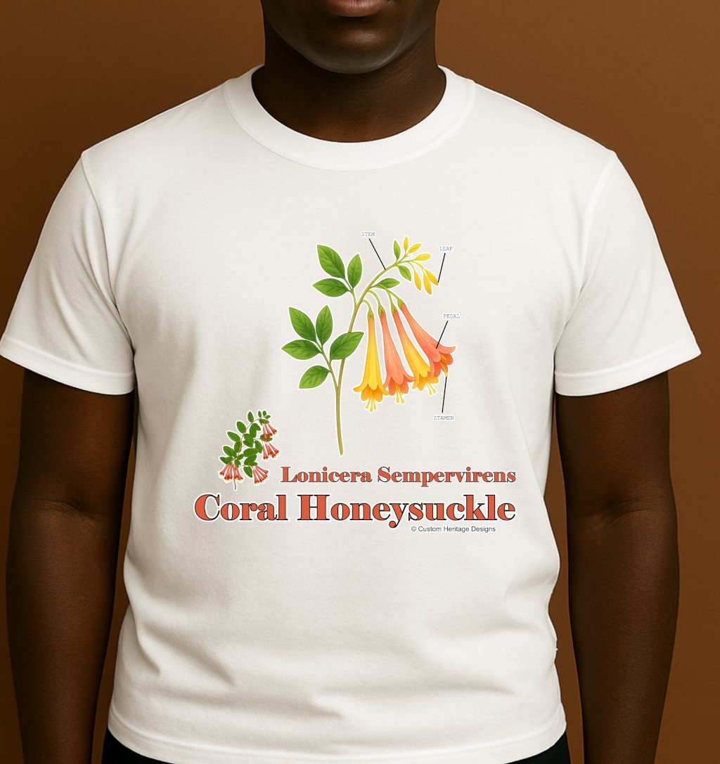Coral Honeysuckle White Lonicera sempervirens - Graphic T