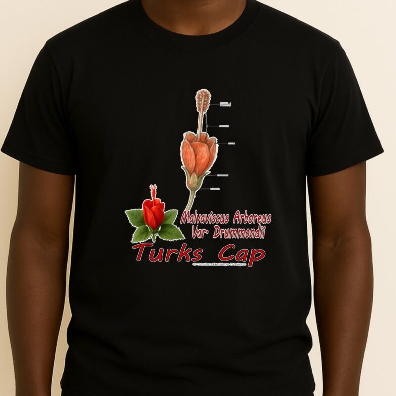 Turks Cap Black Malvaviscus arboreus var. drummondii - Graphic T